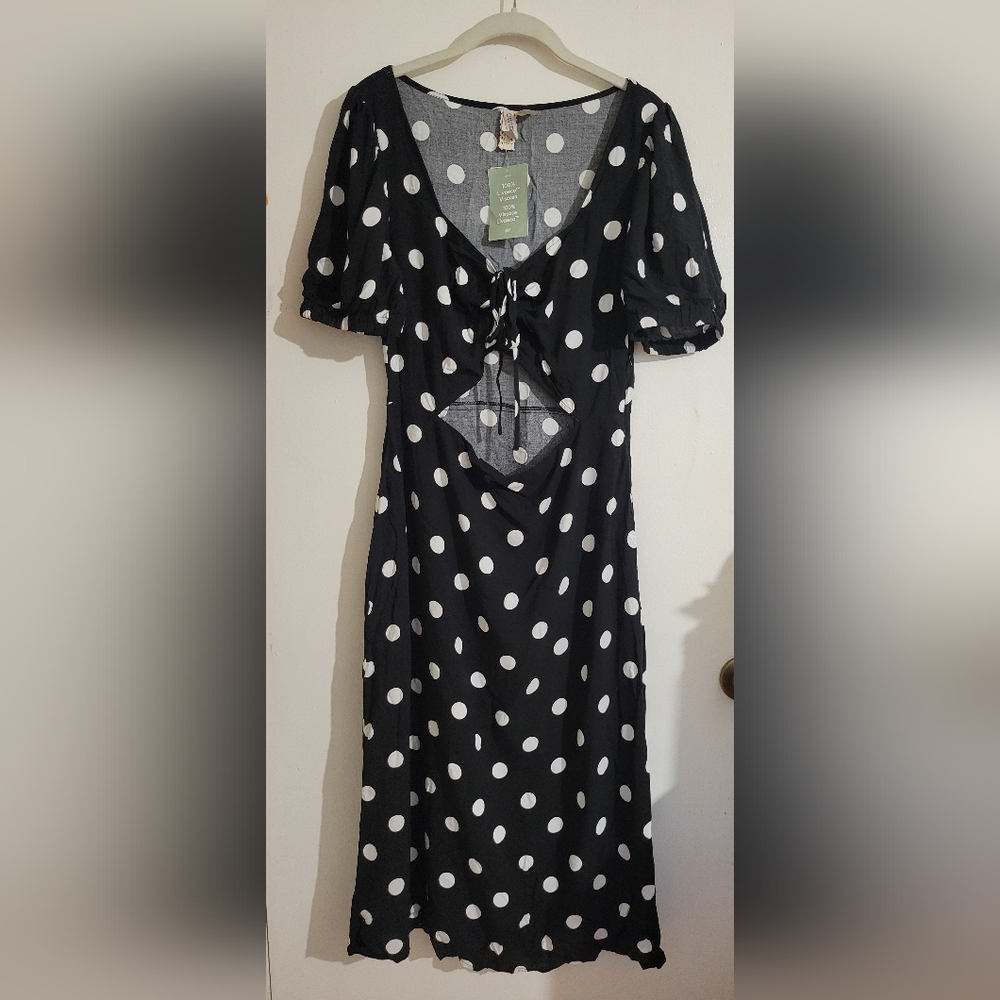 H&M Black and White Polka Dot Midi Dress